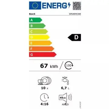Lave vaisselle 45 cm BOSCHSPS4EMI34E Série 4 Serenity Efficient Dry
