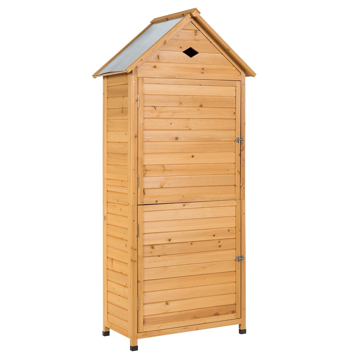 Abri de Jardin Extérieur à 5 Etagères Cabane Verrouillable en Bois de Sapin Toit en T?le Galvanisée