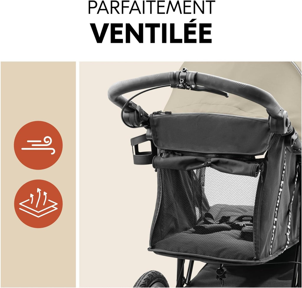 hauck Poussette 3 Roues Runner 3, Tout Terrain avec Roues XL Gonflables, Jusqu'à 22 kg, Frein à Main, Suspension, Canopy UPF 50+, Pliable, Panier, Position Allongée, Porte-Gobelet (Jungle Green)
