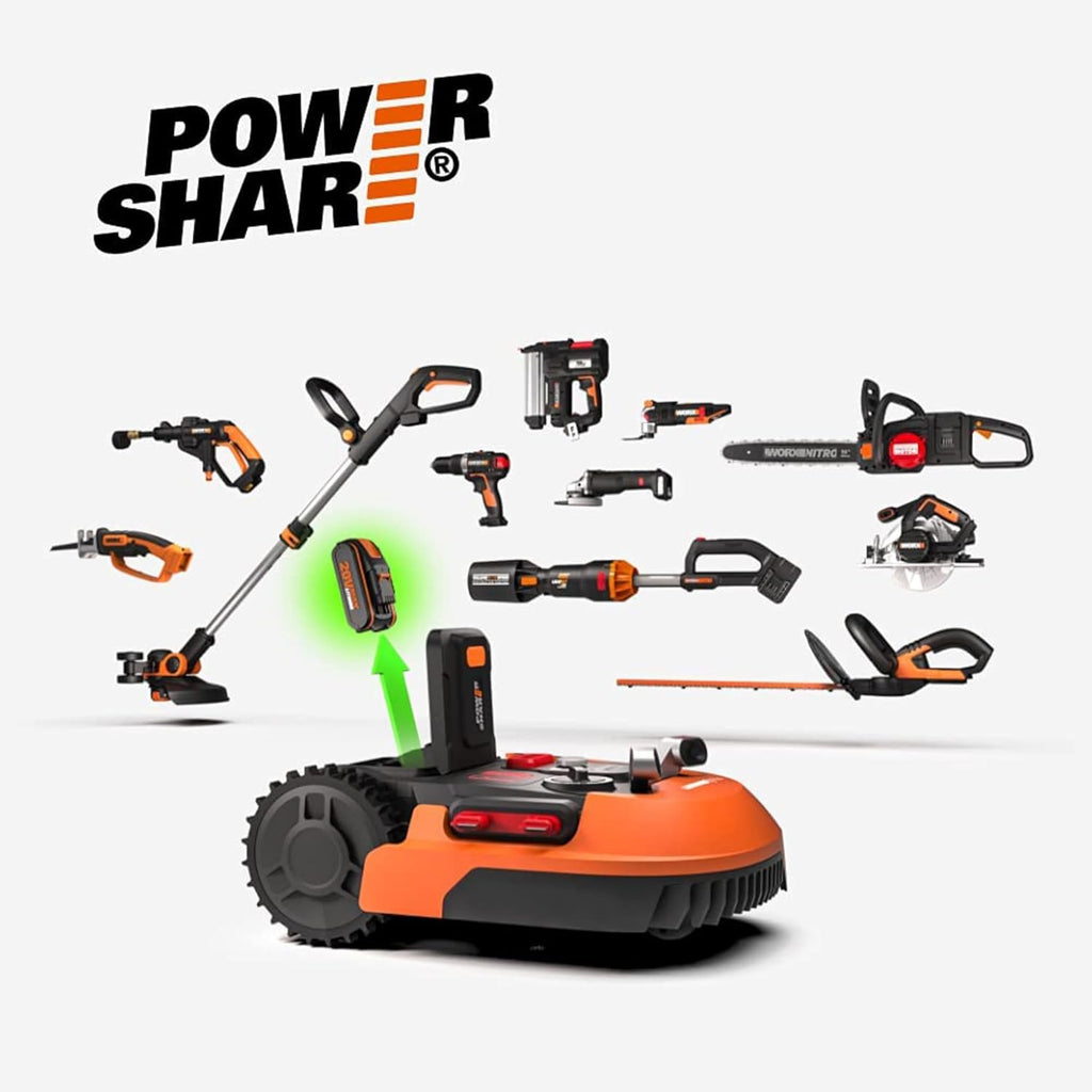 WORX LANDROID Vision WR206E.1, Robot Tondeuse sans Fil périphérique 600 m2 Surf.Max 700 m2, Installation en 30 Min, Caméra 4K + IA Adaptative, évite Tous Les Obstacles, Coupe des Bordures, Multizone