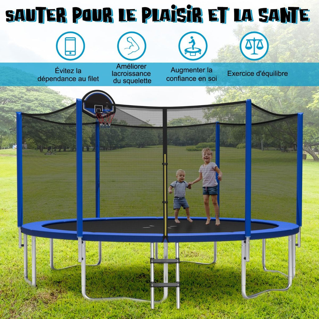 Trampoline d'Extérieur ?366 cm Trampoline avec Panier de Basket Filet de Protection Trampoline pour Enfants et Adultes