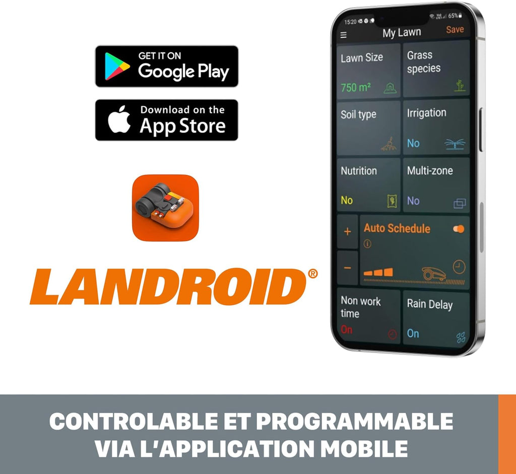 WORX LANDROID Vision WR206E.1, Robot Tondeuse sans Fil périphérique 600 m2 Surf.Max 700 m2, Installation en 30 Min, Caméra 4K + IA Adaptative, évite Tous Les Obstacles, Coupe des Bordures, Multizone