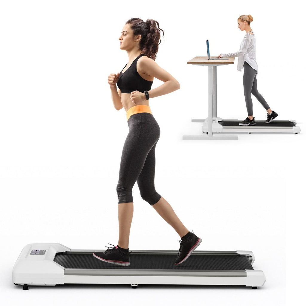 Tapis de Course Mince Tapis de Jogging avec Capacité de 120 Kg Télécommande et écran Led Inclinable à Roulettes Tapis de Course à Glisser Gris/Noir/Rose