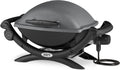 Weber Q1400 Barbecue électrique, surface de cuisson 43 x 32 cm, nomade, grille en fonte émaillée divisée en 2 parties, couvercle et cuve en fonte d'aluminium - Gris foncé (52020053)
