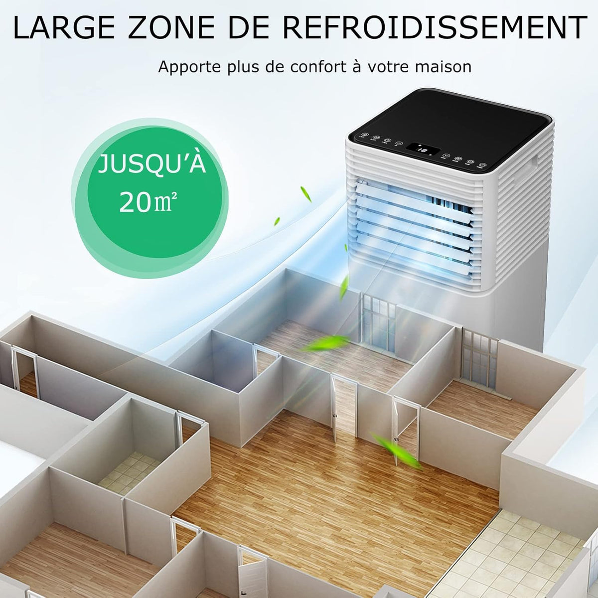 GOPLUS Climatiseur Mobile 9000BTU 2,6kW, Climatiseur 4 en 1 Fonction de Refroidissement, Déshumidification, Ventilation, Mode Nuit, Minuterie 24H, Contr?le Télécommande/écran, 20©O, Noir, R290