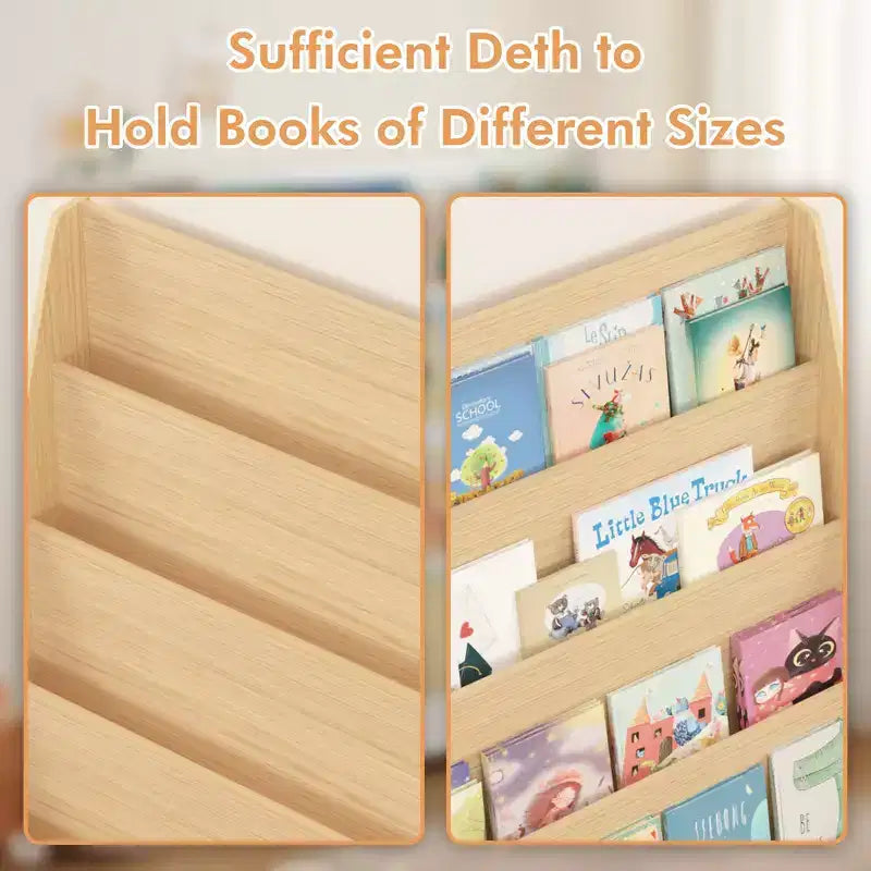 Whisen 4-Tier Kids Bookshelf, Toddler Book Display Shelves, Helps Keep Bedrooms, Playrooms, and Classrooms Organized