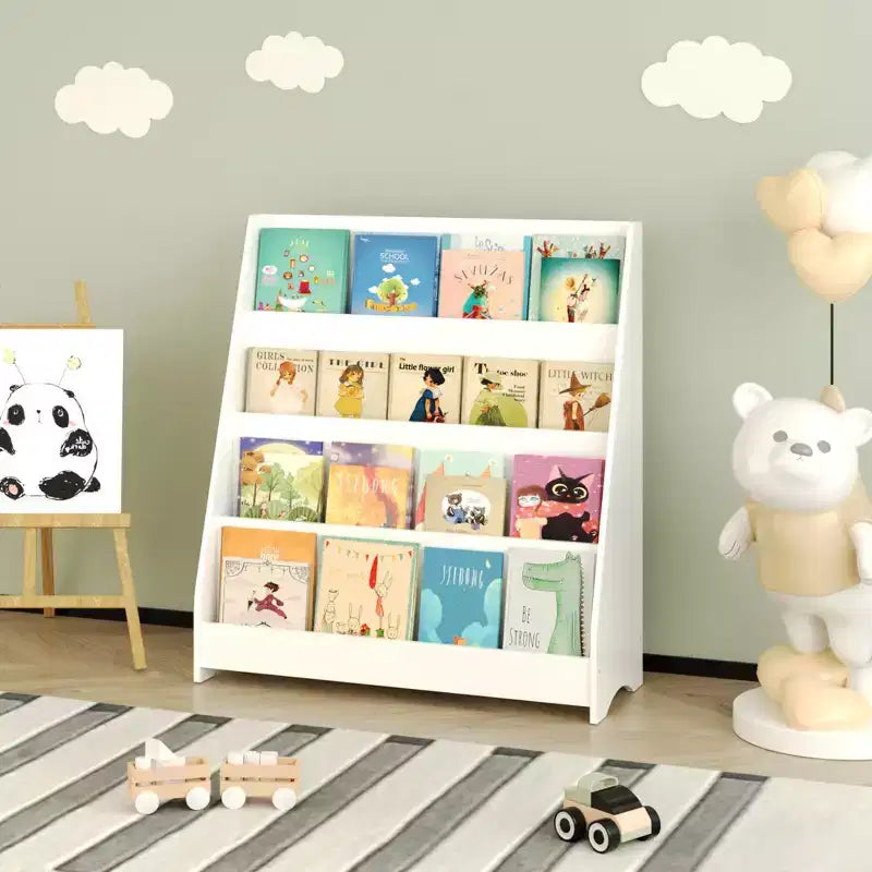 Whisen 4-Tier Kids Bookshelf, Toddler Book Display Shelves, Helps Keep Bedrooms, Playrooms, and Classrooms Organized