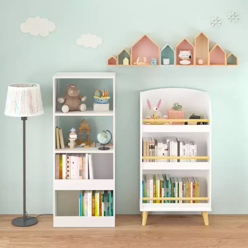 Whisen Kids Bookshelf, 3-Tier Bookcase, Book Organizer, Toy Storage Cabinet Organizer, High-Density MDF Board - White