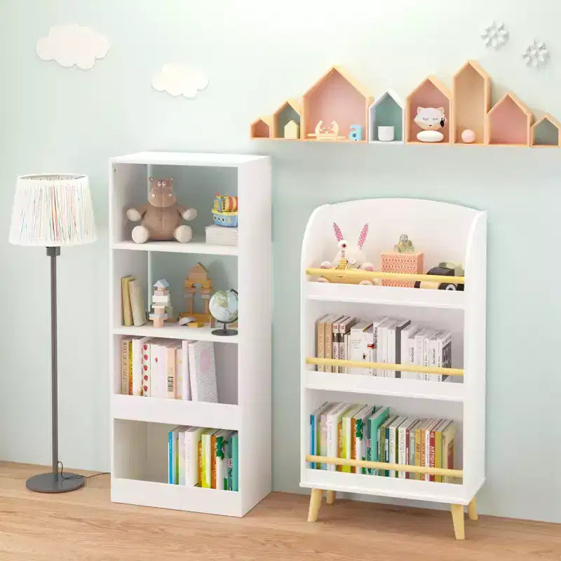 Whisen Kids Bookshelf, 3-Tier Bookcase, Book Organizer, Toy Storage Cabinet Organizer, High-Density MDF Board - White