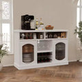 2 Fluted Glass Doors,Adjustable Shelves Kitchen Storage Cabinet with Open Compartments, for Living Room, Dining Room, Hallway