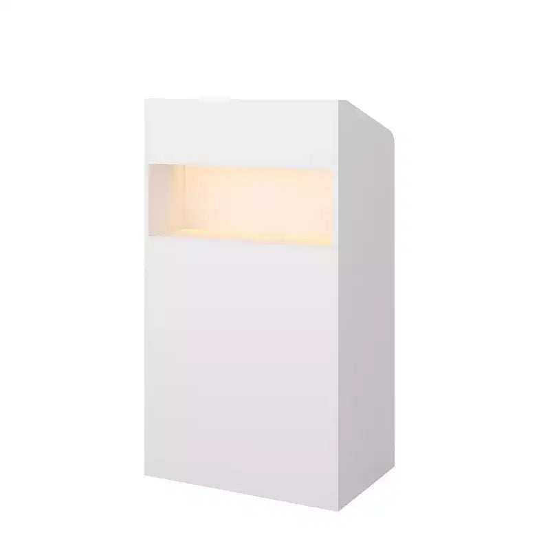Famapy White Modern Reception Desk,3-Color Lighting,Smart Storage+Cable Management,Compact Design for Cafes & RetailCheckout Counter+Display Hub