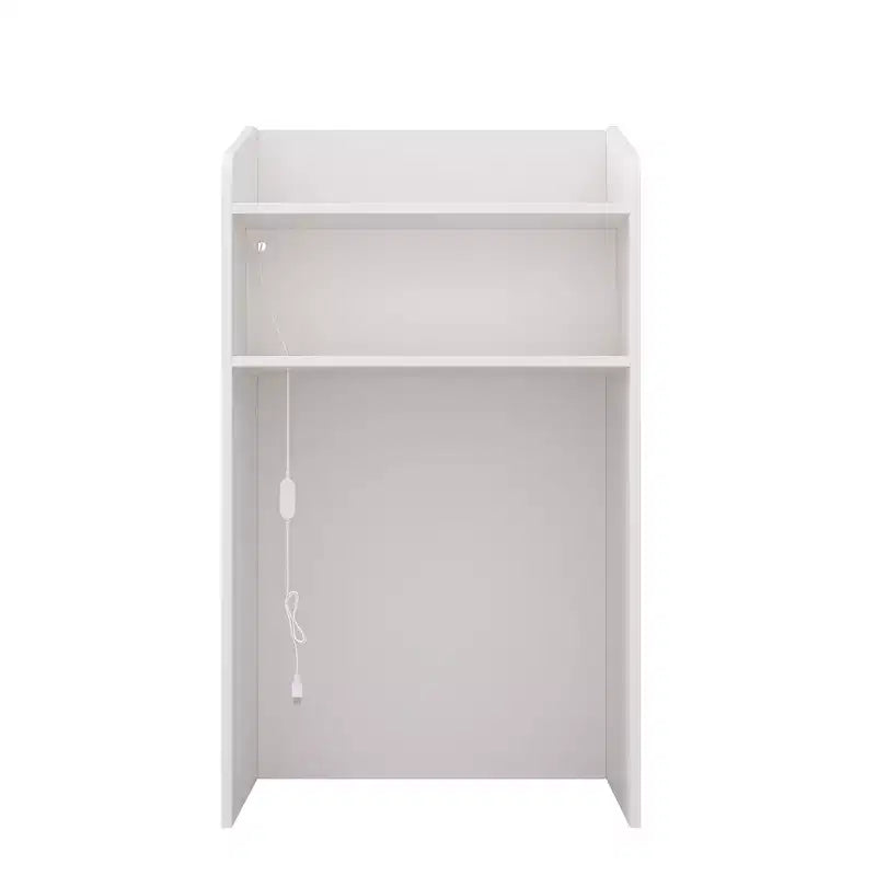 Famapy White Modern Reception Desk,3-Color Lighting,Smart Storage+Cable Management,Compact Design for Cafes & RetailCheckout Counter+Display Hub