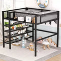 GDFStudio Landon Full Size Metal Loft Bed with 4-Tier Shelves and Storage