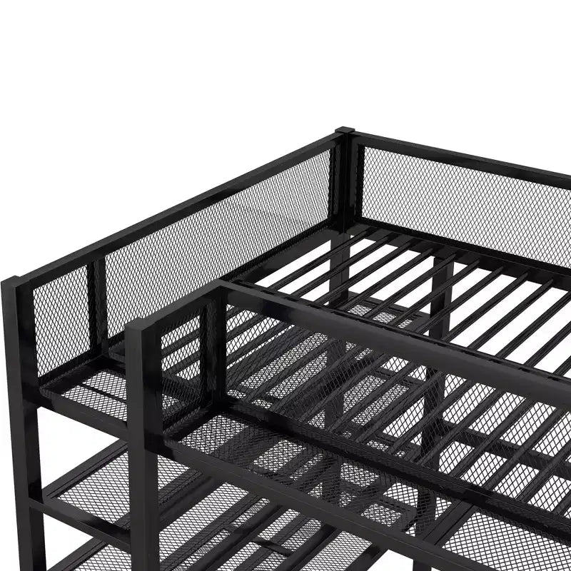 GDFStudio Landon Full Size Metal Loft Bed with 4-Tier Shelves and Storage