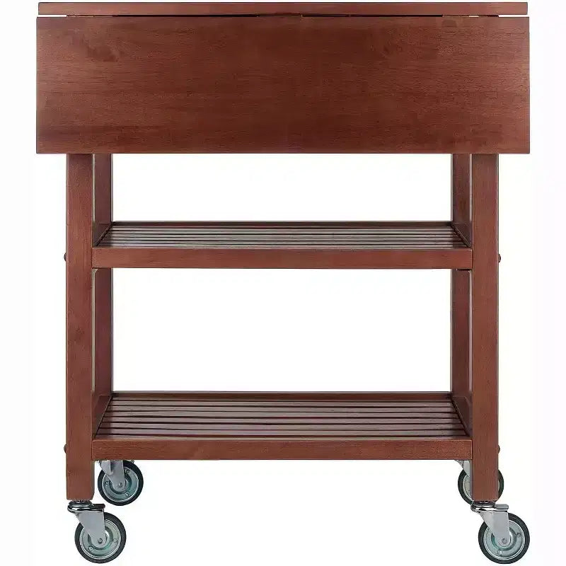 HomeStock 94734 Jonathan 2 Drawer Rolling Kitchen Cart in Walnut