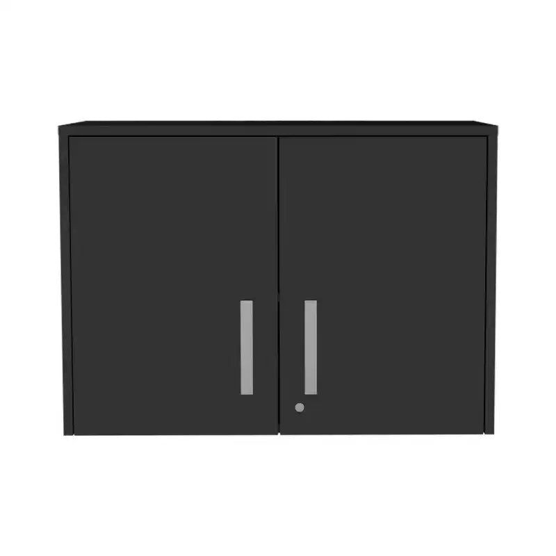 HomeRoots 20 Black Wood Wall Mounted Storage Cabinet With Two Doors