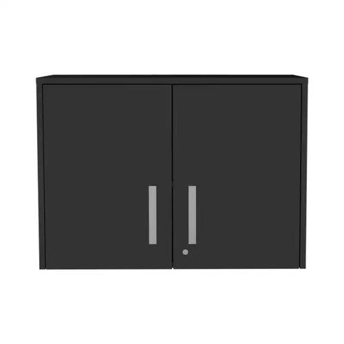 HomeRoots 20 Black Wood Wall Mounted Storage Cabinet With Two Doors