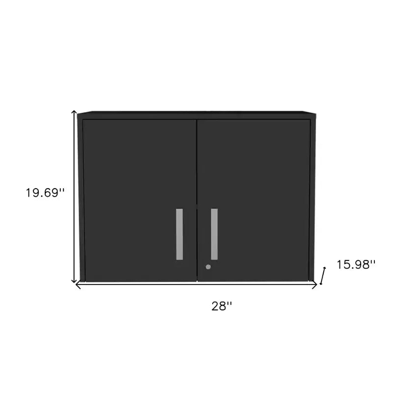 HomeRoots 20 Black Wood Wall Mounted Storage Cabinet With Two Doors