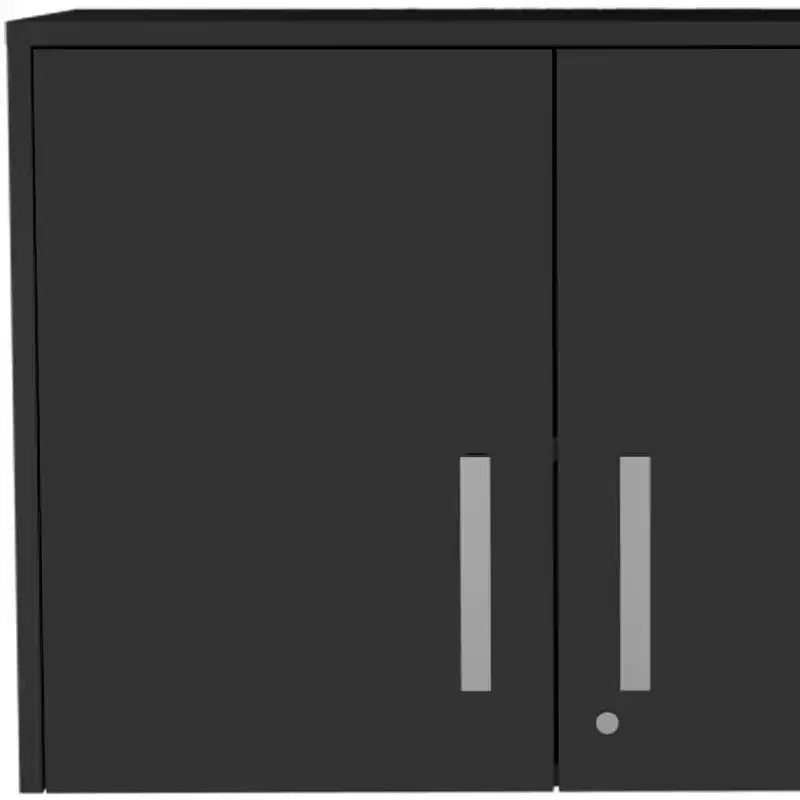 HomeRoots 20 Black Wood Wall Mounted Storage Cabinet With Two Doors