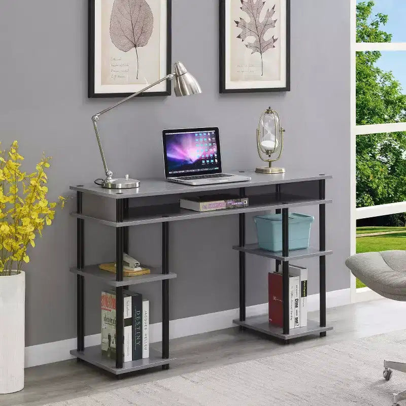HomeStock 30 in.H White Color Glass Writing Desks with File Drawer