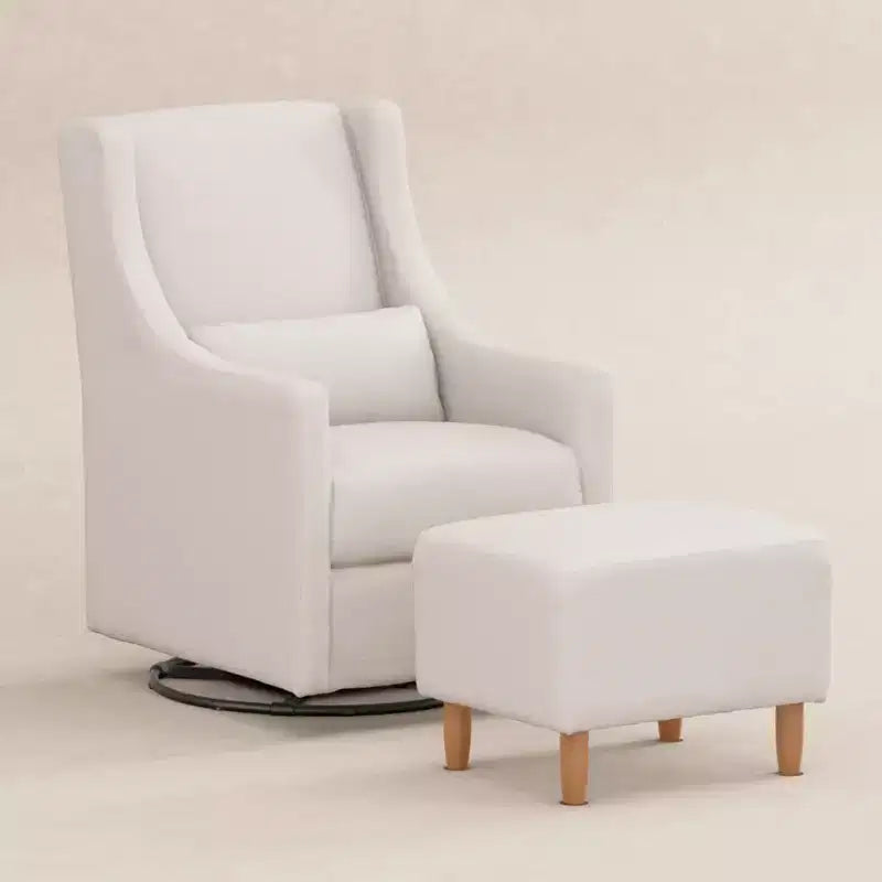 Babyletto Toco Swivel Glider and Ottoman in Eco-Performance Fabric | Water Repellent & Stain Resistant