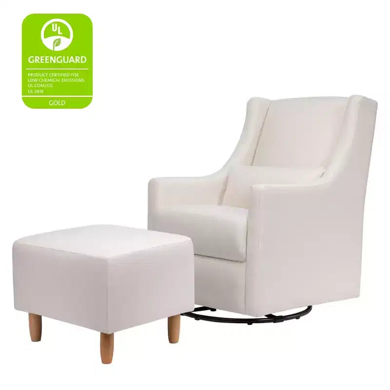 Babyletto Toco Swivel Glider and Ottoman in Eco-Performance Fabric | Water Repellent & Stain Resistant