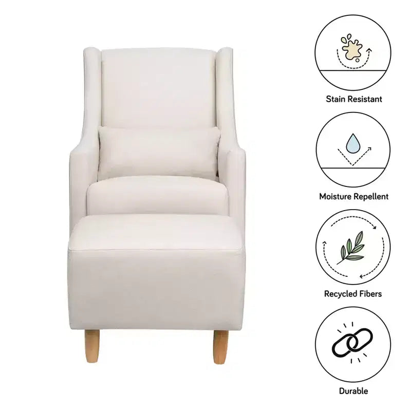 Babyletto Toco Swivel Glider and Ottoman in Eco-Performance Fabric | Water Repellent & Stain Resistant