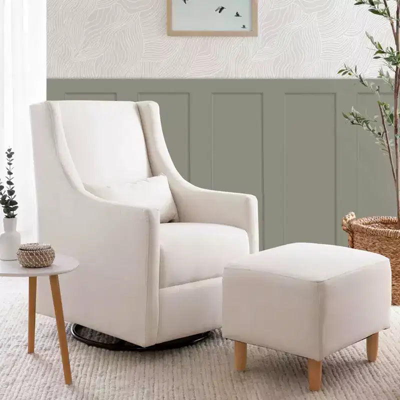 Babyletto Toco Swivel Glider and Ottoman in Eco-Performance Fabric | Water Repellent & Stain Resistant