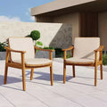 MAYEERTY Set of 2 Patio Acacia Wood Outdoor Chairs with PE Wicker & Waterproof Cushion 400lbs Capacity