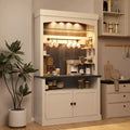 72'' Tall Coffee Bar Cabinet, Freestanding Kitchen Pantry Cabinet with Microwave Stand, Wood Cupboard Storage Cabinet for Kitchen Living Room