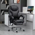 6 Point Vibration Massage Office Chair, PU Leather Heated Reclining Computer Chair with Footrest