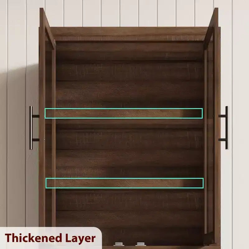 COZONY Tall Kitchen Pantry Cabinet, Farmhouse Wood Storage Cabinet with 4 Doors & Adjustable Shelves, 70 Large Organizer