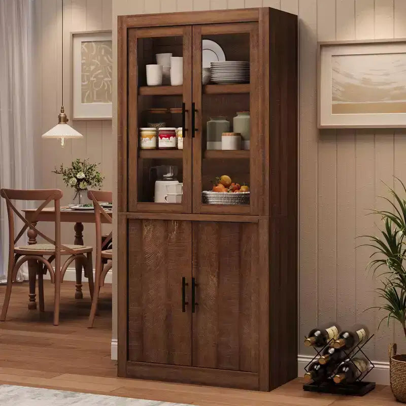 COZONY Tall Kitchen Pantry Cabinet, Farmhouse Wood Storage Cabinet with 4 Doors & Adjustable Shelves, 70 Large Organizer
