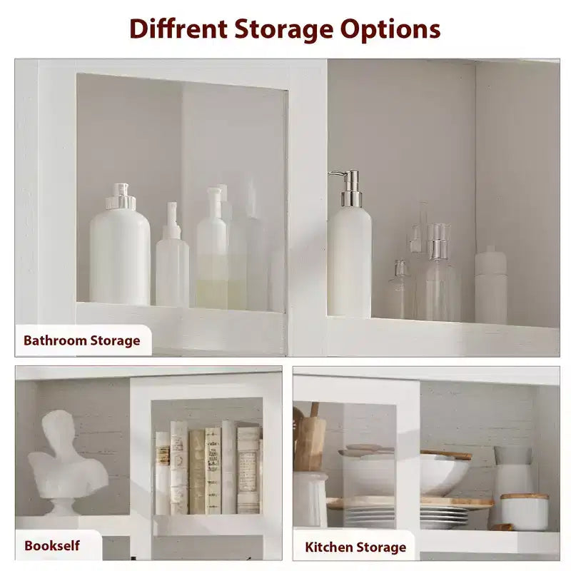 COZONY Tall Kitchen Pantry Cabinet, Farmhouse Wood Storage Cabinet with 4 Doors & Adjustable Shelves, 70 Large Organizer