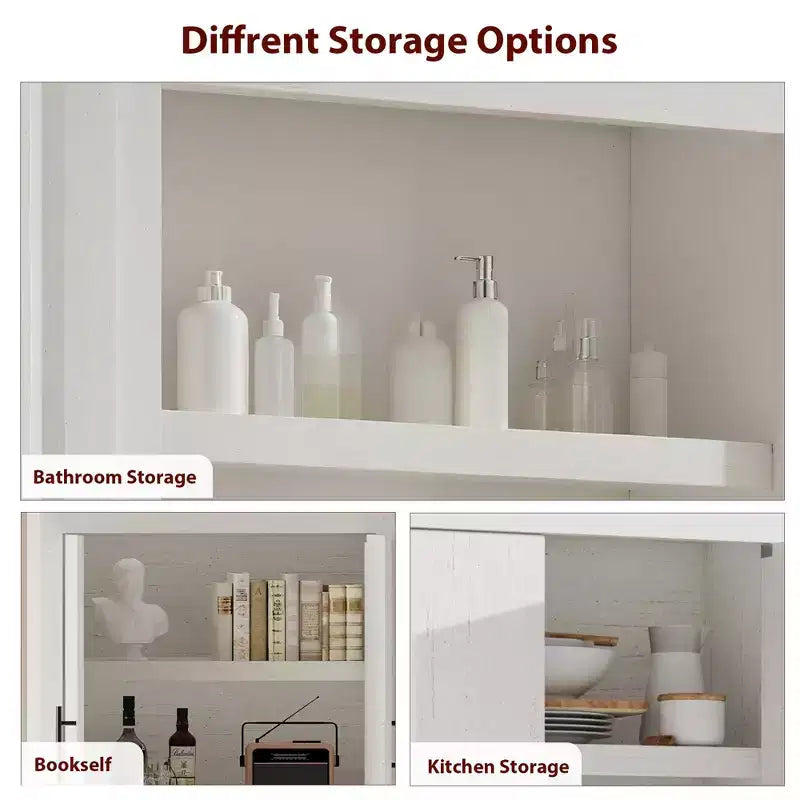 COZONY Tall Kitchen Pantry Cabinet, Farmhouse Wood Storage Cabinet with 4 Doors & Adjustable Shelves, 70 Large Organizer