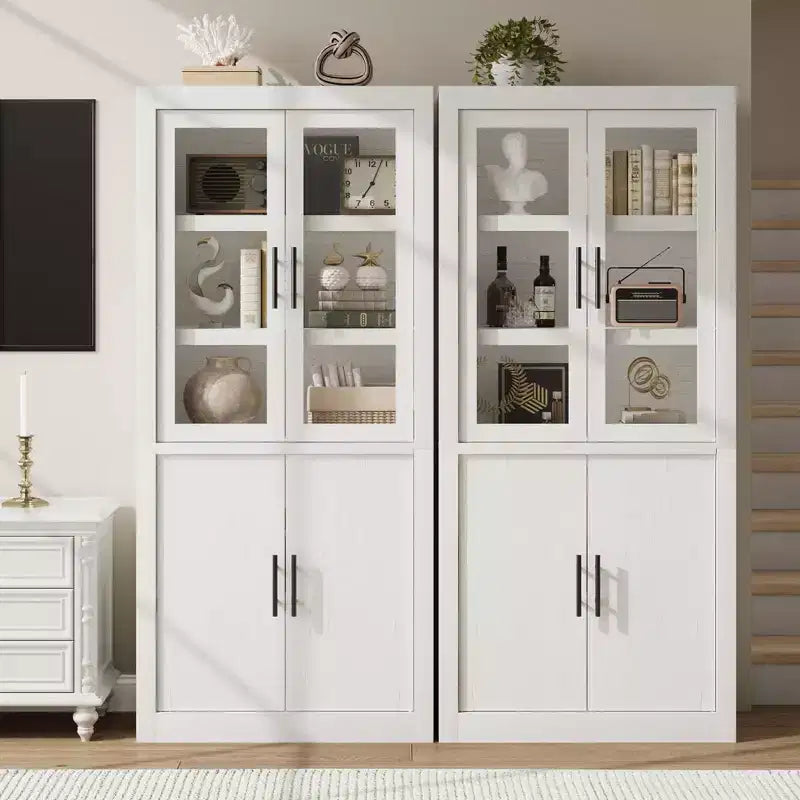 COZONY Tall Kitchen Pantry Cabinet, Farmhouse Wood Storage Cabinet with 4 Doors & Adjustable Shelves, 70 Large Organizer