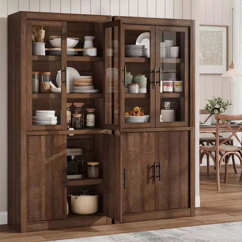 COZONY Tall Kitchen Pantry Cabinet, Farmhouse Wood Storage Cabinet with 4 Doors & Adjustable Shelves, 70 Large Organizer