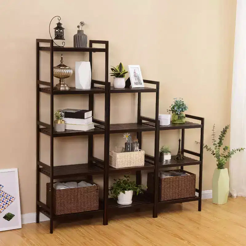 5-Tier Adjustable Storage Shelf, 55.9 Tall Shelving Unit, 9 HeightOptions, 132 lb Total Capacity, for Bathroom, Living Room, Kitchen, Brown
