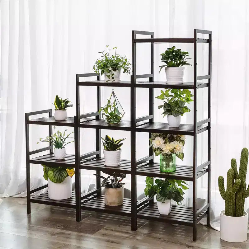 5-Tier Adjustable Storage Shelf, 55.9 Tall Shelving Unit, 9 HeightOptions, 132 lb Total Capacity, for Bathroom, Living Room, Kitchen, Brown