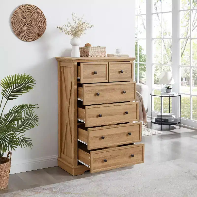 GDFStudio Lyndale Modern 6-Drawer Wood Tall Dresser