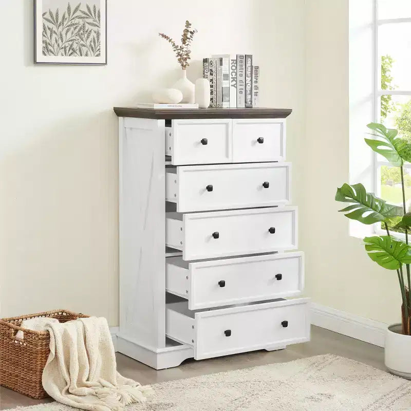 GDFStudio Lyndale Modern 6-Drawer Wood Tall Dresser