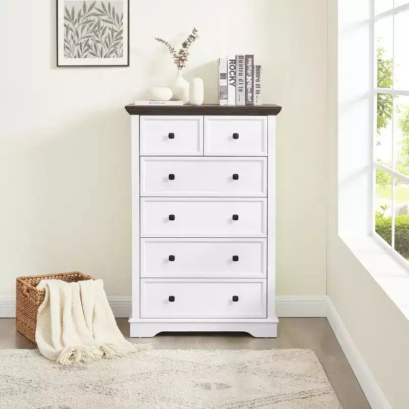 GDFStudio Lyndale Modern 6-Drawer Wood Tall Dresser