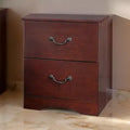 Royal Hampton 27 Inch 2 Drawer Nightstand, Pine Wood, Grain Details, Cherry Brown