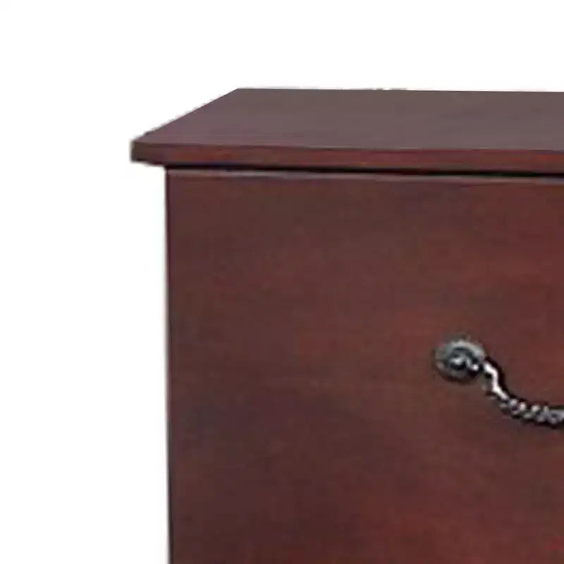 Royal Hampton 27 Inch 2 Drawer Nightstand, Pine Wood, Grain Details, Cherry Brown