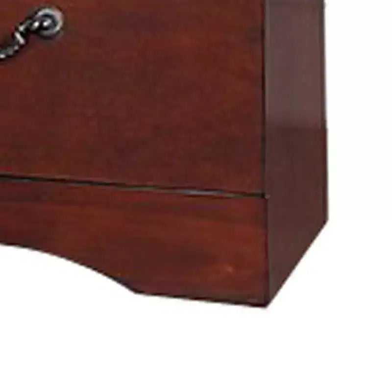 Royal Hampton 27 Inch 2 Drawer Nightstand, Pine Wood, Grain Details, Cherry Brown