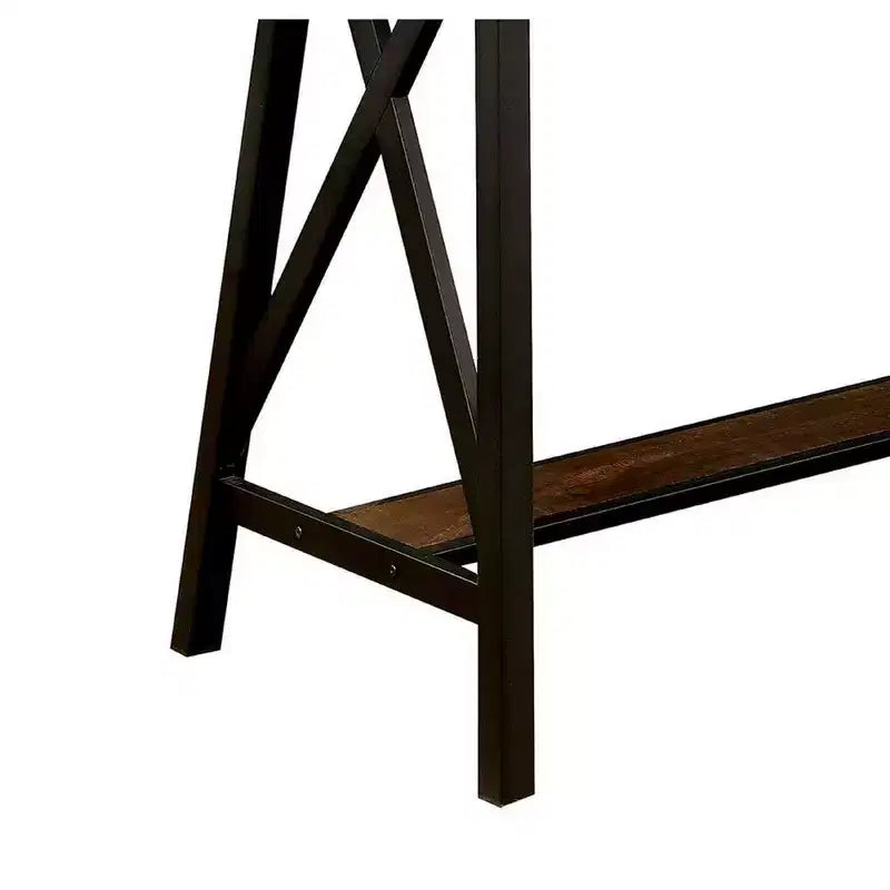 Royal Hampton Counter Height Table With Angled Metal Legs, Black And Brown