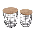 Jofran,Global Archive Nested Storage Solid Wood and Metal Basket End Tables (Set of 2)