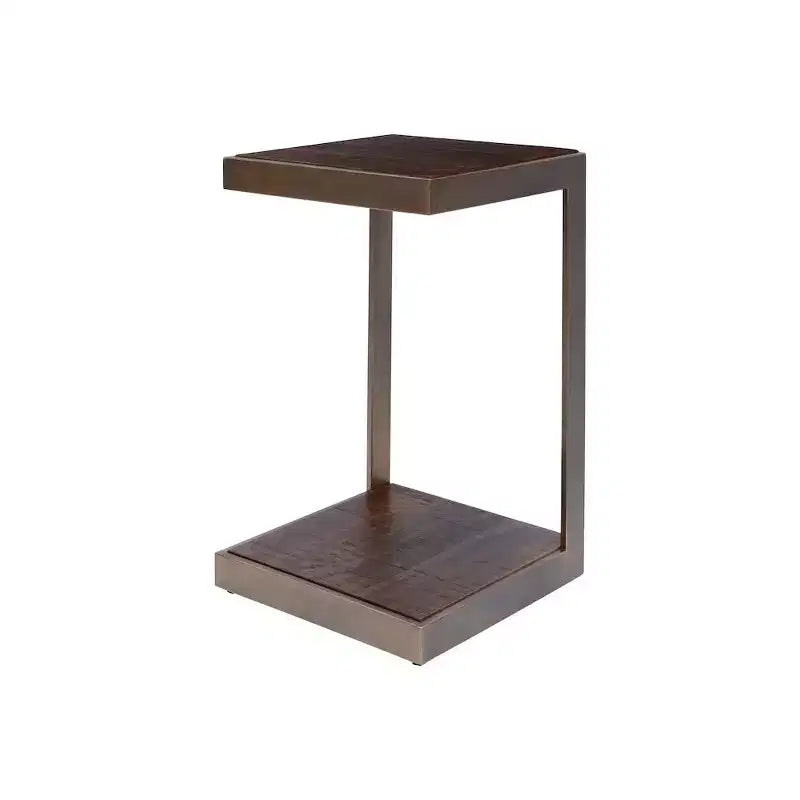 Jofran,Global Archive Distressed Acacia and Stainless Steel C Table