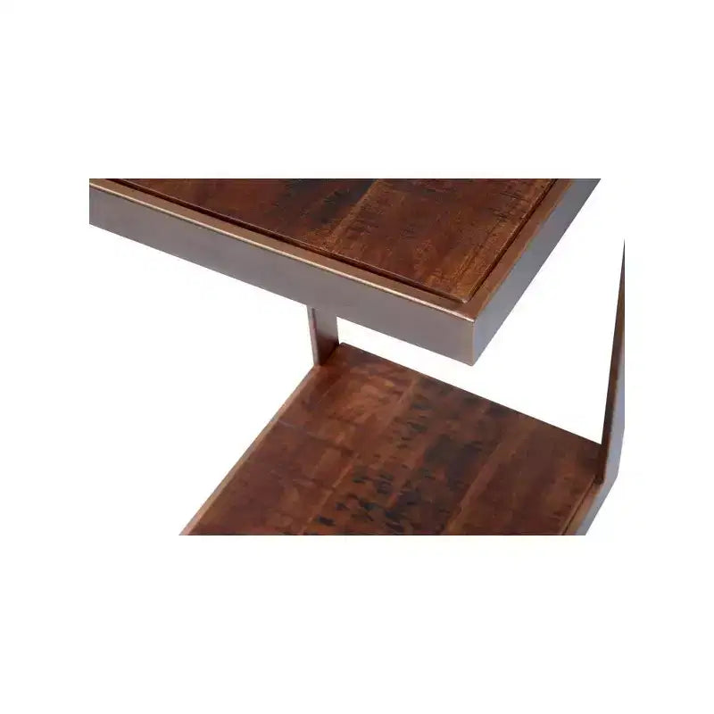 Jofran,Global Archive Distressed Acacia and Stainless Steel C Table