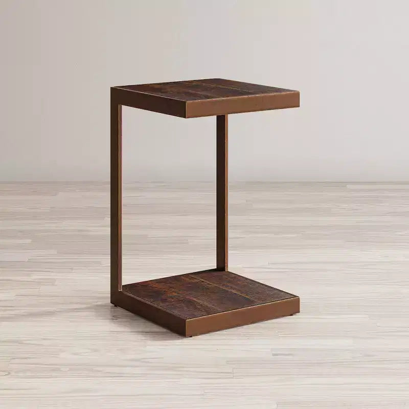 Jofran,Global Archive Distressed Acacia and Stainless Steel C Table